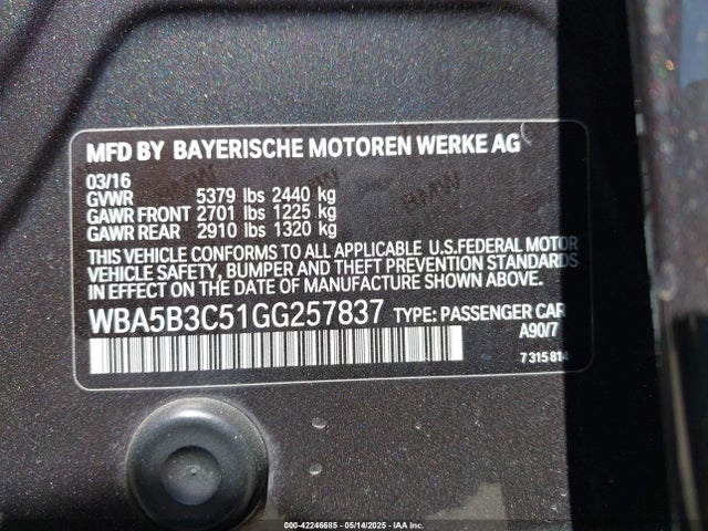 WBA5B3C51GG257837 BMW 535i