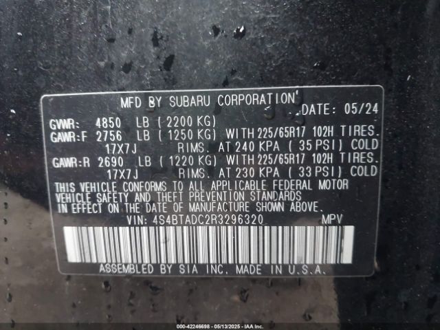 4S4BTADC2R3296320 Subaru Outback Premium