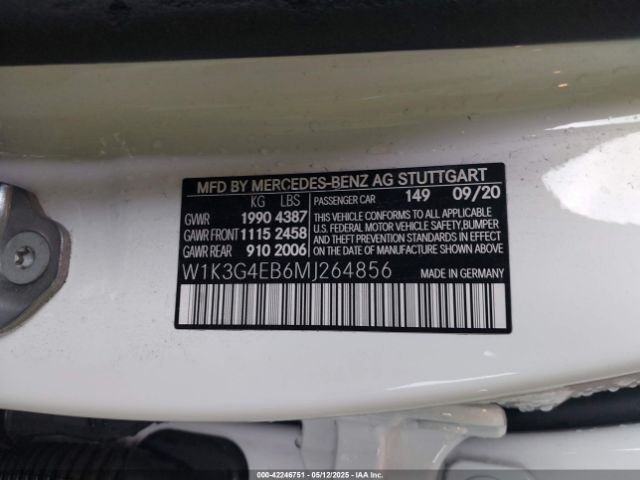 W1K3G4EB6MJ264856 Mercedes-Benz A 220