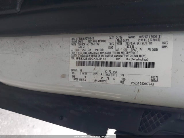 Ford Transit 2016 1FBZX2ZM3GKB08152 Image 9
