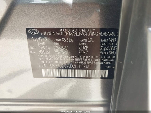 5NMS2CAD2LH157121 Hyundai gdi theta ii