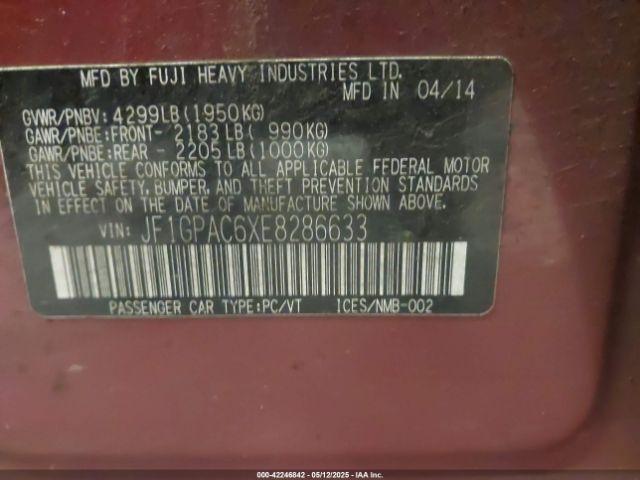2014 SUBARU IMPREZA JF1GPAC6XE8286633 Photo 8