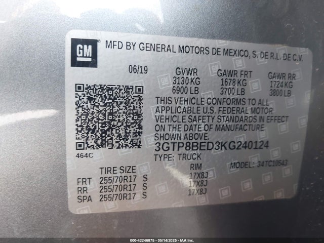 3GTP8BED3KG240124 GMC l84 - di, dfm, alum, gen 5, var 2