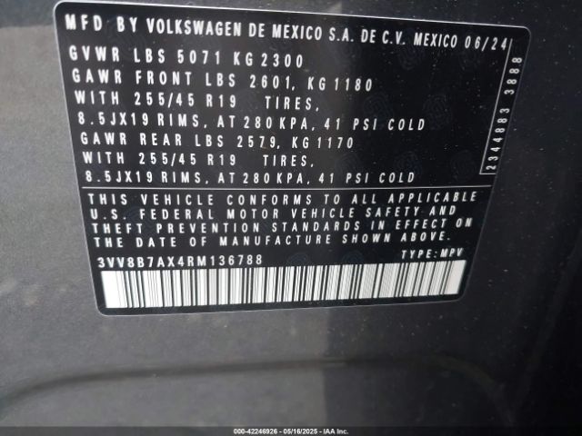 3VV8B7AX4RM136788 Volkswagen Tiguan 2.0t Se R-line Black