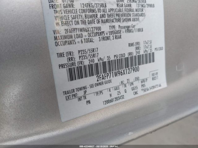 2006 FORD CROWN VICTORIA 2FAFP71W96X127900 Photo 8