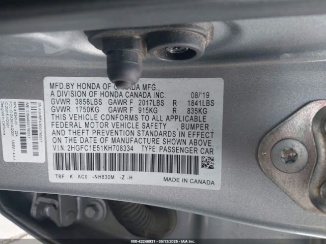 2HGFC1E51KH708334 Honda l15b7