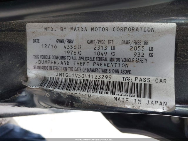 JM1GL1V50H1123299 Mazda Mazda6 Touring