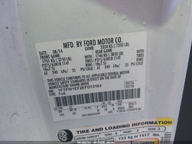 2014 FORD F-150 1FTFW1EF2EFD13163 Photo 8