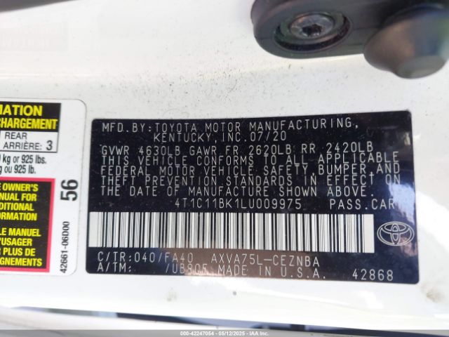 2020 TOYOTA CAMRY 4T1C11BK1LU009975 Photo 8