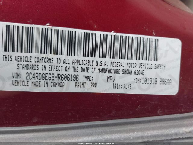 2C4RDGEG9HR606196 Dodge Grand Caravan Gt