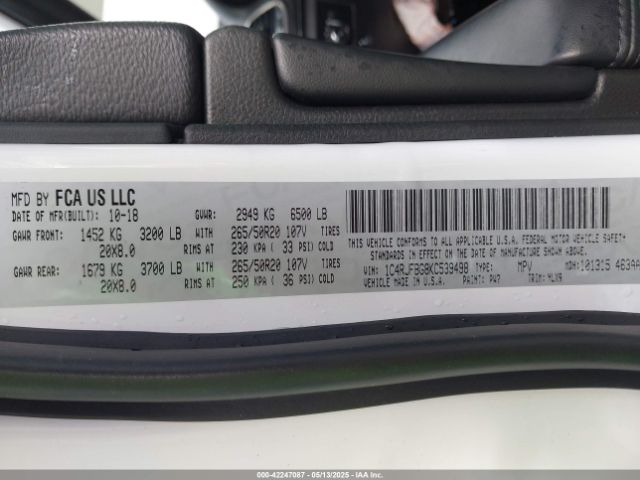 2019 JEEP GRAND CHEROKEE 1C4RJFBG8KC539498 Photo 8
