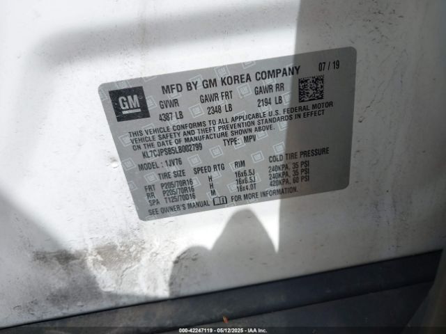 KL7CJPSB5LB002799 Chevrolet Trax Awd Lt