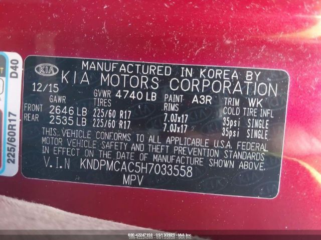 KNDPMCAC5H7033558 KIA Sportage Lx