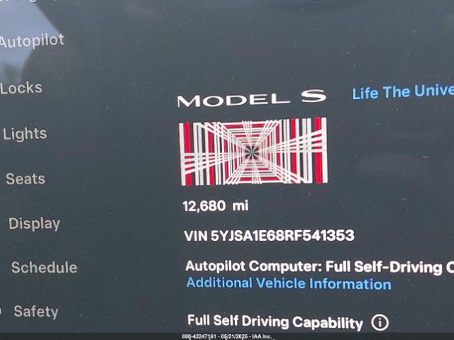 5YJSA1E68RF541353 Tesla Model S Plaid Tri Motor All-wheel Drive