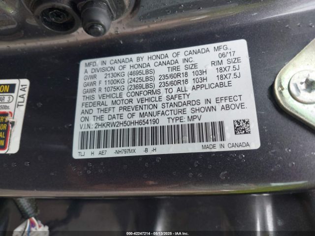 2HKRW2H50HH654190 Honda CR-V EX