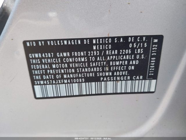 3VW4S7AJXFM410089 Volkswagen Jetta 2.0t Gli Se
