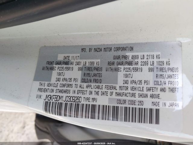 JM3KFBDM1J0309260 Mazda Cx-5 Grand Touring