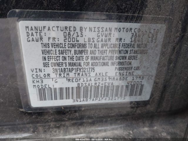 3N1AB7AP1FY321775 Nissan SENTRA SR