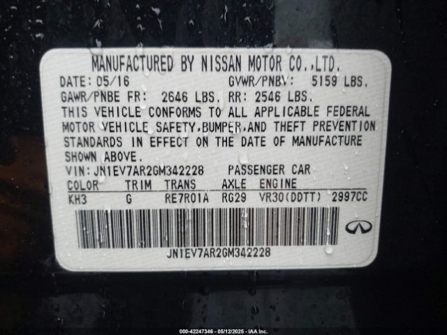JN1EV7AR2GM342228 Infiniti Q50 3.0t Sport