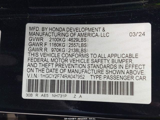 2024 HONDA ACCORD 1HGCY2F74RA047952 Photo 8