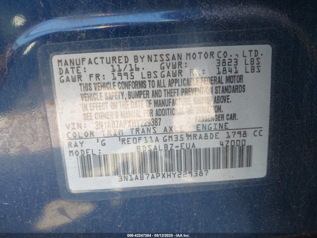 3N1AB7APXHY229387 Nissan SENTRA S