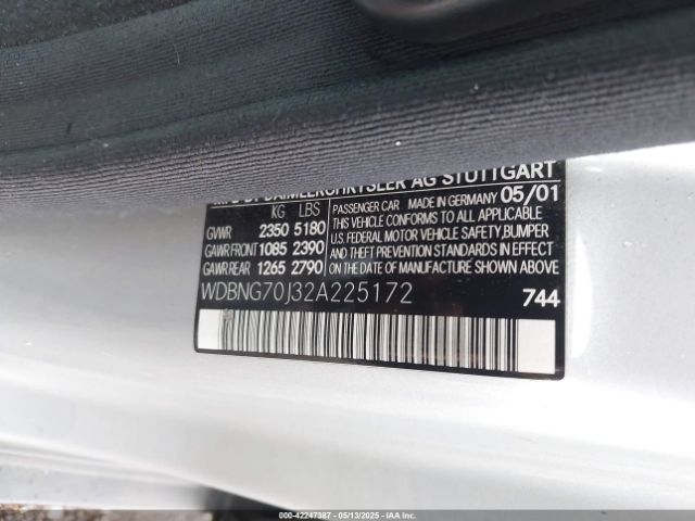 2002 MERCEDES-BENZ S 430 WDBNG70J32A225172 Photo 8