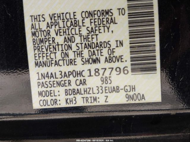 1N4AL3AP0HC187796 Nissan Altima 2.5 Sr