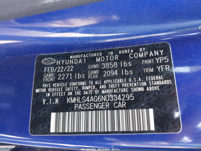 KMHLS4AG6NU334295 Hyundai mpi nu pe