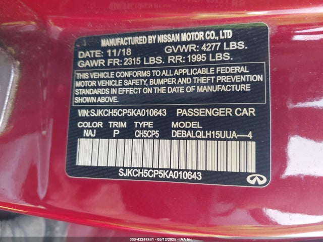 Infiniti Qx30 Luxe 2019 SJKCH5CP5KA010643 Image 9