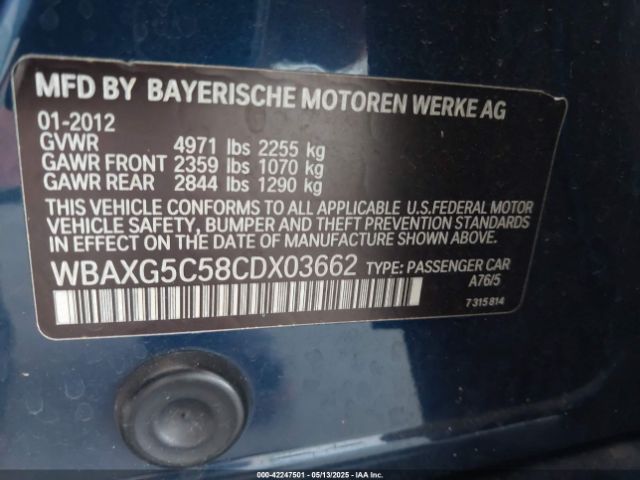 2012 BMW 528I WBAXG5C58CDX03662 Photo 8