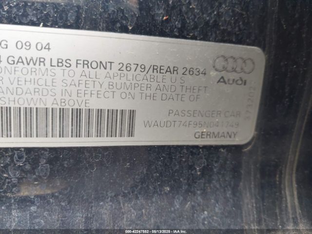 2005 AUDI A6 WAUDT74F95N041749 Photo 8