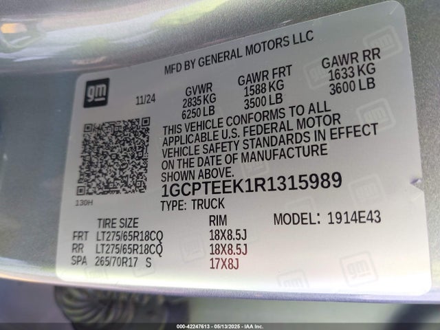 1GCPTEEK1R1315989 Chevrolet l3b