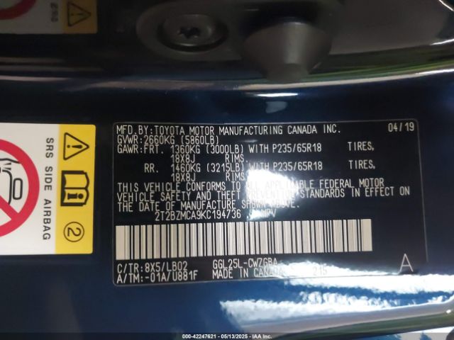 2019 LEXUS RX 350 2T2BZMCA9KC194736 Photo 8
