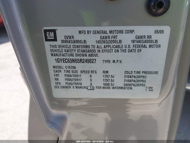 2005 CADILLAC ESCALADE 1GYEC63N65R249827 Photo 8