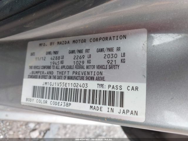 JM1GJ1V55E1102403 Mazda Mazda6 I Touring