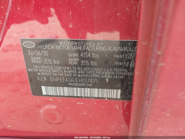 5NPEF4JA1LH057429 Hyundai gdi theta iii