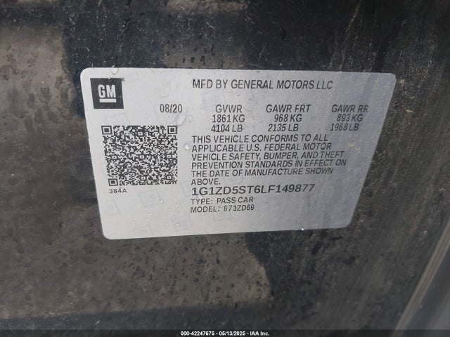 1G1ZD5ST6LF149877 Chevrolet Malibu Fwd Lt