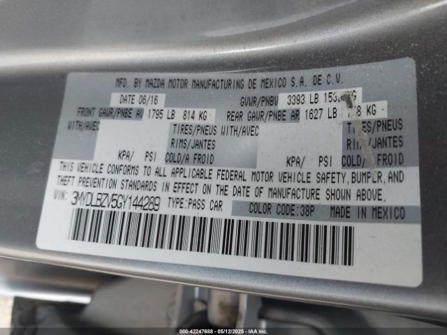 3MYDLBZV5GY144289 Scion IA