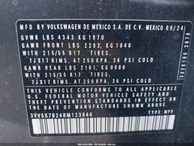 2024 VOLKSWAGEN TAOS 3VV5X7B24RM123644 Photo 8