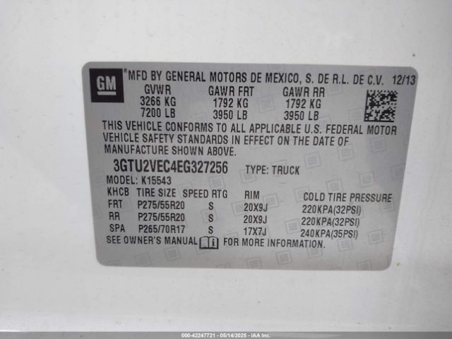 3GTU2VEC4EG327256 GMC Sierra 1500 Slt