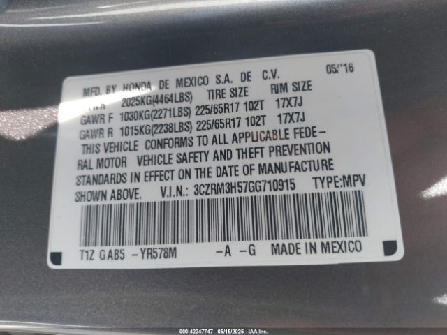 3CZRM3H57GG710915 Honda CR-V EX