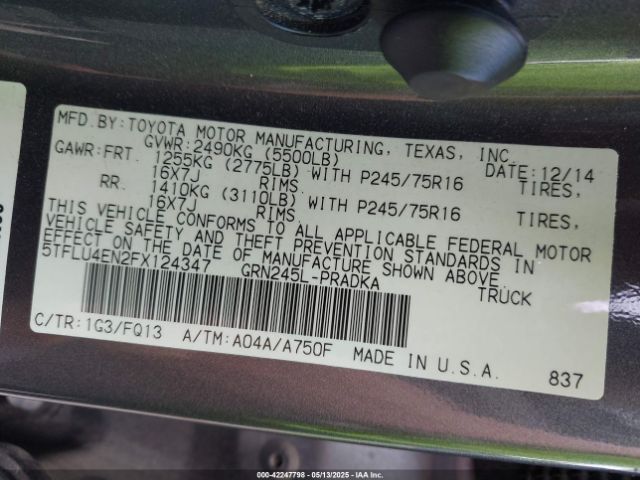5TFLU4EN2FX124347 Toyota Tacoma Base V6