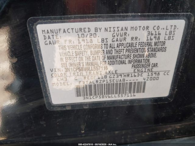 3N1CP5BV6LL557116 Nissan Kicks S Xtronic Cvt