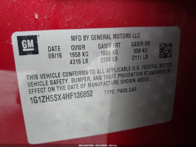 1G1ZH5SX4HF136852 Chevrolet Malibu Premier