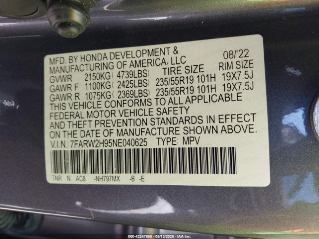 2022 HONDA CR-V 7FARW2H95NE040625 Photo 8
