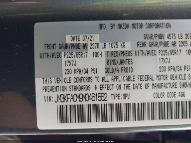 JM3KFACM9M0461562 Mazda Cx-5 Touring
