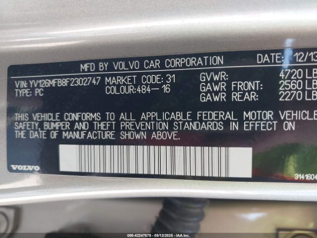 YV126MFB8F2302747 Volvo S60 T5 Premier