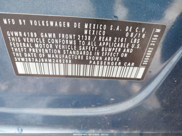 2017 VOLKSWAGEN JETTA 3VW2B7AJ8HM246268 Photo 8