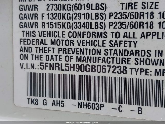 2016 HONDA ODYSSEY 5FNRL5H90GB067238 Photo 8