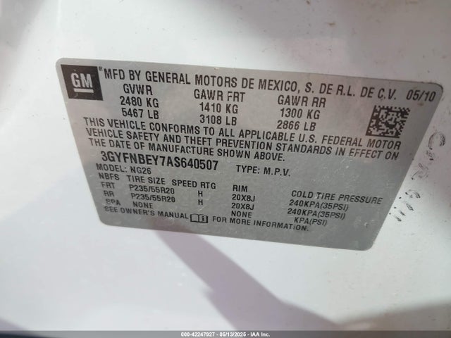 2010 CADILLAC SRX 3GYFNBEY7AS640507 Photo 8